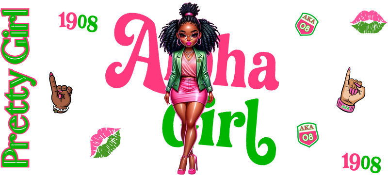 Pink Outfit Sisterhood Girl UV DTF Cup Wrap for 16oz Libbey Glass KA-12451