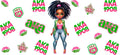 Braided Pink Green Fashion Girl UV DTF Cup Wrap for 16oz Libbey Glass KA-12452