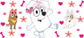 Blue Dog Family Cartoon Style UV DTF Cup Wrap for 16oz Libbey Glass KA-12463