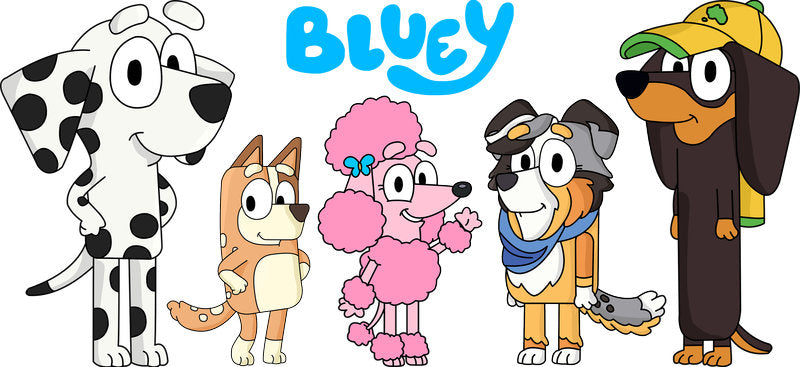 Blue Dog Family Cartoon Style UV DTF Cup Wrap for 16oz Libbey Glass KA-12473