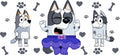 Blue Dog Family Cartoon Style UV DTF Cup Wrap for 16oz Libbey Glass KA-12475