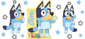 Blue Dog Family Cartoon Style UV DTF Cup Wrap for 16oz Libbey Glass KA-12479