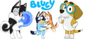 Blue Dog Family Cartoon Style UV DTF Cup Wrap for 16oz Libbey Glass KA-12480