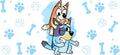Blue Dog Family Cartoon Style UV DTF Cup Wrap for 16oz Libbey Glass KA-12483