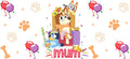 Blue Dog Family Cartoon Style UV DTF Cup Wrap for 16oz Libbey Glass KA-12493