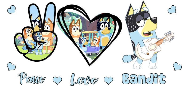 Blue Dog Family Cartoon Style UV DTF Cup Wrap for 16oz Libbey Glass KA-12497
