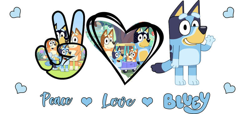 Blue Dog Family Cartoon Style UV DTF Cup Wrap for 16oz Libbey Glass KA-12498