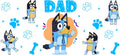 Blue Dog Family Cartoon Style UV DTF Cup Wrap for 16oz Libbey Glass KA-12503