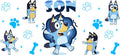 Blue Dog Family Cartoon Style UV DTF Cup Wrap for 16oz Libbey Glass KA-12504