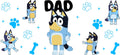 Blue Dog Family Cartoon Style UV DTF Cup Wrap for 16oz Libbey Glass KA-12506