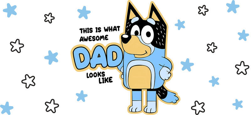 Blue Dog Family Cartoon Style UV DTF Cup Wrap for 16oz Libbey Glass KA-12509