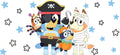 Blue Dog Family Cartoon Style UV DTF Cup Wrap for 16oz Libbey Glass KA-12513