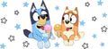 Blue Dog Family Cartoon Style UV DTF Cup Wrap for 16oz Libbey Glass KA-12514