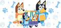 Blue Dog Family Cartoon Style UV DTF Cup Wrap for 16oz Libbey Glass KA-12517