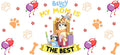 Blue Dog Family Cartoon Style UV DTF Cup Wrap for 16oz Libbey Glass KA-12518