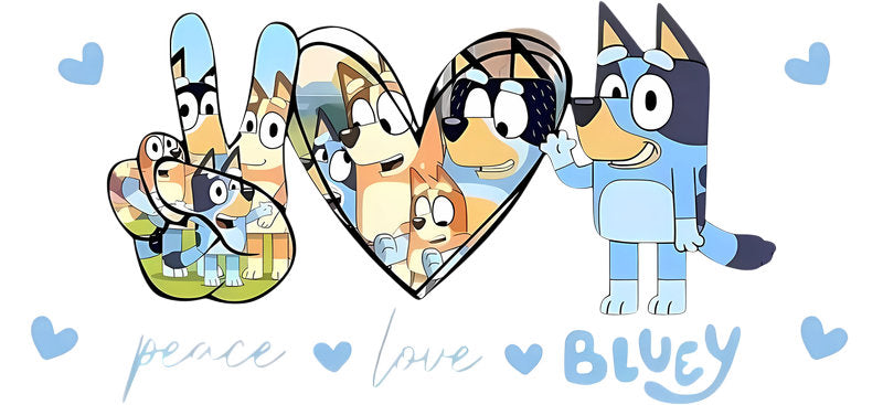 Blue Dog Family Cartoon Style UV DTF Cup Wrap for 16oz Libbey Glass KA-12519