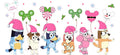Blue Dog Family Cartoon Style UV DTF Cup Wrap for 16oz Libbey Glass KA-12528