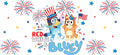 Blue Dog Family Cartoon Style UV DTF Cup Wrap for 16oz Libbey Glass KA-12537