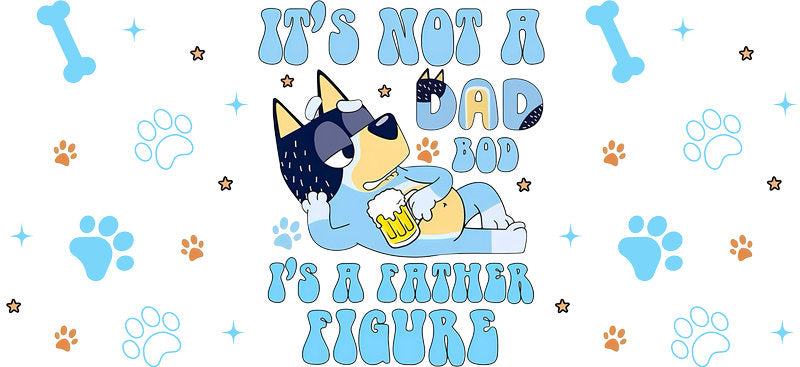 Blue Dog Family Cartoon Style UV DTF Cup Wrap for 16oz Libbey Glass KA-12540