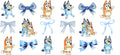 Blue Dog Family Cartoon Style UV DTF Cup Wrap for 16oz Libbey Glass KA-12543