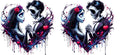 Gothic Skeleton Couple Design UV DTF Cup Wrap for 16oz Libbey Glass KA-12769