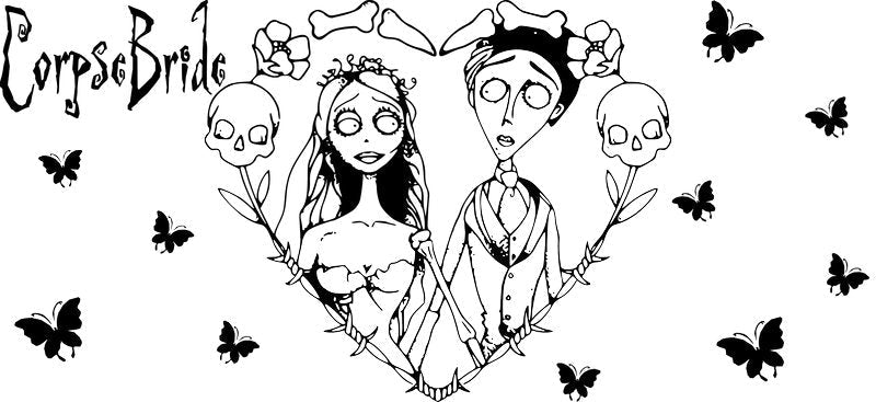 Gothic Skeleton Couple Design UV DTF Cup Wrap for 16oz Libbey Glass KA-12789