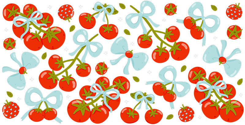 Cherry Tomato Pattern UV DTF Cup Wrap for 16oz Libbey Glass KA-12798