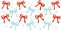 Red Blue Bow Pattern UV DTF Cup Wrap for 16oz Libbey Glass KA-12800