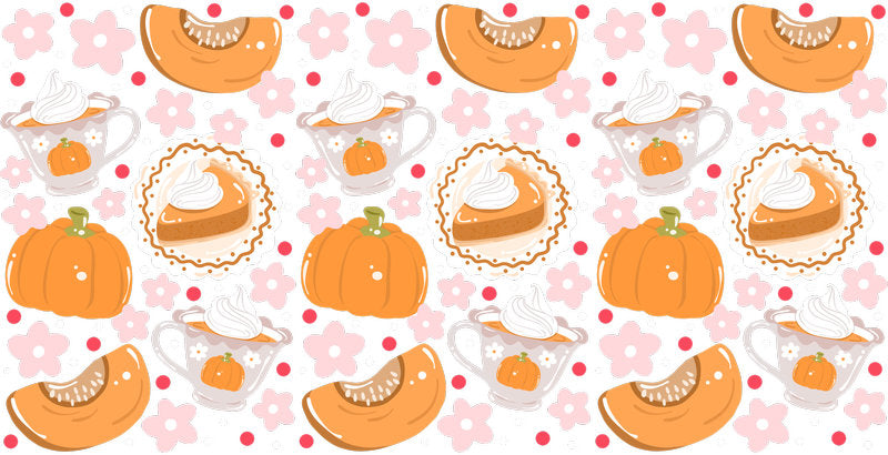 Halloween Pumpkin Dessert Pattern UV DTF Cup Wrap for 16oz Libbey Glass KA-12802