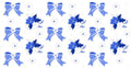 Blue Bow Floral Pattern UV DTF Cup Wrap for 16oz Libbey Glass KA-12805