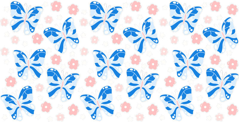Butterfly Bow Pattern UV DTF Cup Wrap for 16oz Libbey Glass KA-12806