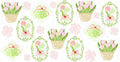 Tulip Basket Floral Pattern UV DTF Cup Wrap for 16oz Libbey Glass KA-12812