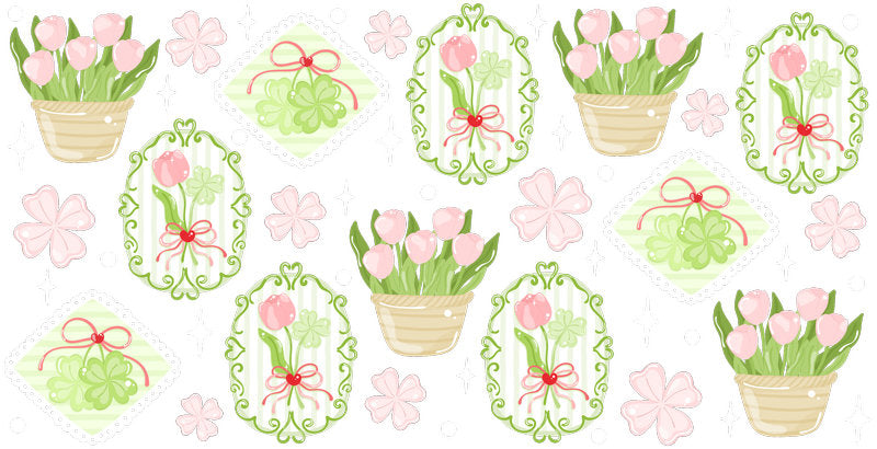 Tulip Basket Floral Pattern UV DTF Cup Wrap for 16oz Libbey Glass KA-12812