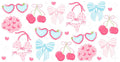 Cherry Heart Pattern UV DTF Cup Wrap for 16oz Libbey Glass KA-12815