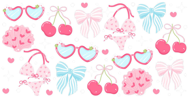Cherry Heart Pattern UV DTF Cup Wrap for 16oz Libbey Glass KA-12815