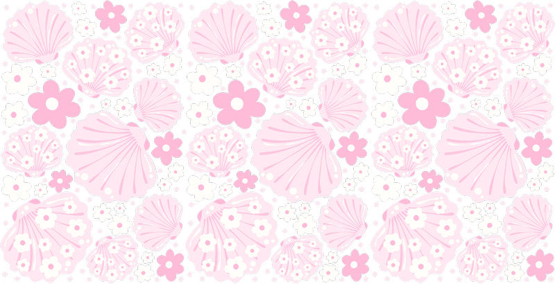 Pink Seashell Pattern UV DTF Cup Wrap for 16oz Libbey Glass KA-12816