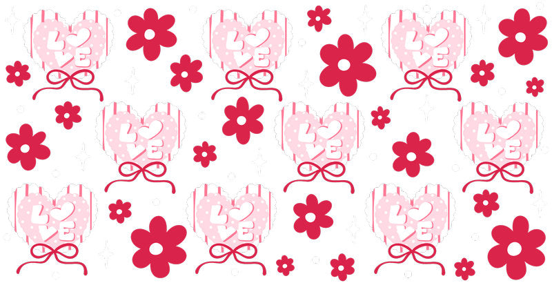 Flower Love Pattern UV DTF Cup Wrap for 16oz Libbey Glass KA-12818