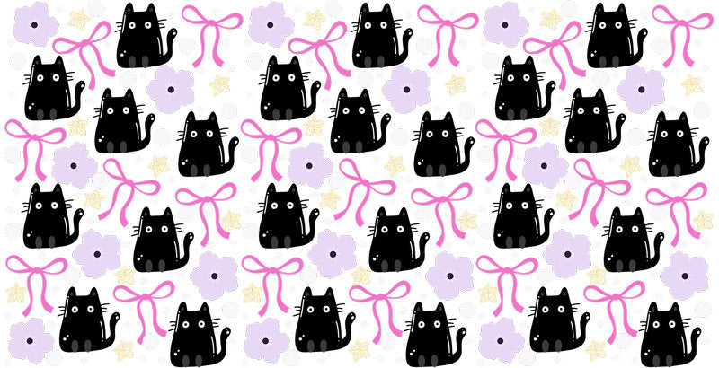 Black Cat Bow Pattern UV DTF Cup Wrap for 16oz Libbey Glass KA-12831