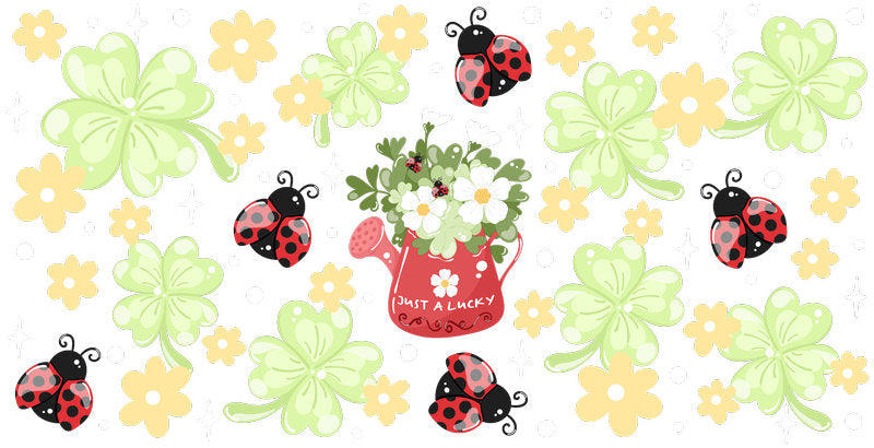 Ladybug Floral Pattern UV DTF Cup Wrap for 16oz Libbey Glass KA-12840