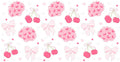 Pink Cherry Bow Pattern UV DTF Cup Wrap for 16oz Libbey Glass KA-12846