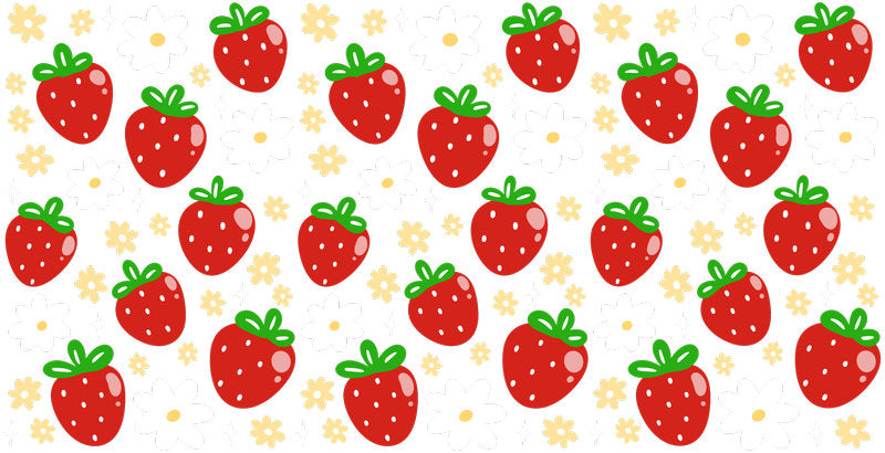 Strawberry Pattern UV DTF Cup Wrap for 16oz Libbey Glass KA-12853