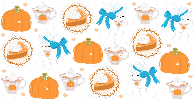 Halloween Pumpkin Dessert Pattern UV DTF Cup Wrap for 16oz Libbey Glass KA-12855