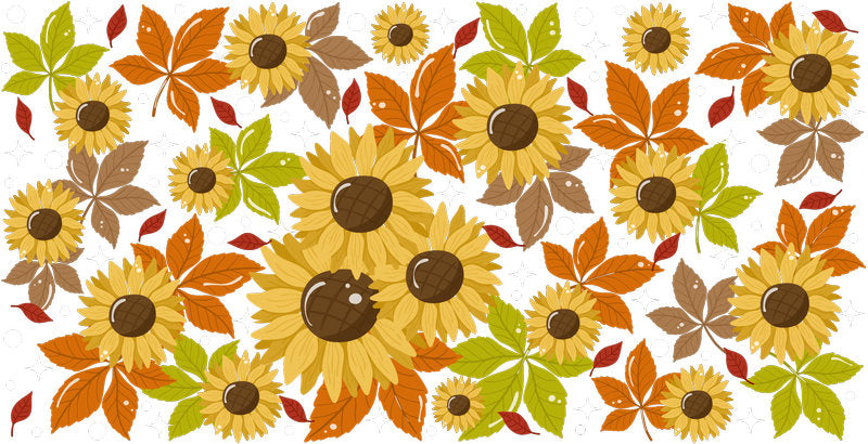 Sunflower Floral Pattern UV DTF Cup Wrap for 16oz Libbey Glass KA-12856