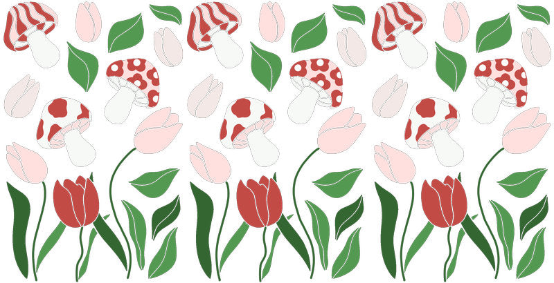 Tulip Flower Pattern UV DTF Cup Wrap for 16oz Libbey Glass KA-12857