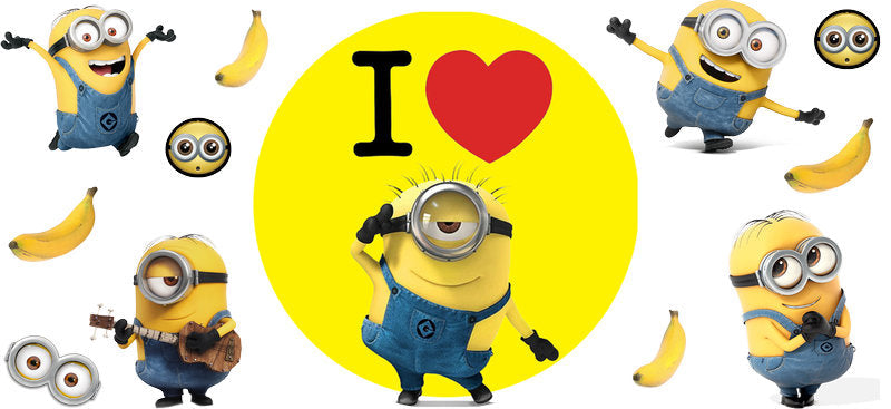 Banana Cartoon Friends UV DTF Cup Wrap for 16oz Libbey Glass KA-12923