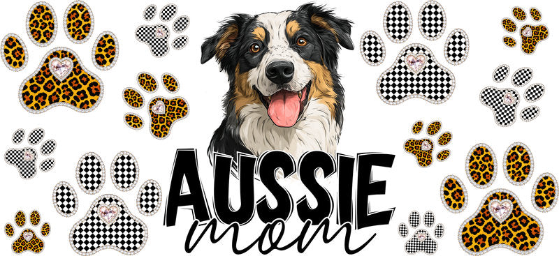 Australian Shepherd Mom UV DTF Cup Wrap for 16oz Libbey Glass KA-12926