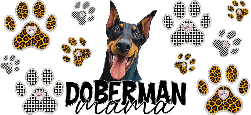 Doberman Mama Tumbler Wrap for 16oz Glass KA-12945