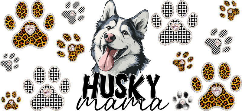 Husky Mama UV DTF Transfer for 16oz Glass Can KA-12952