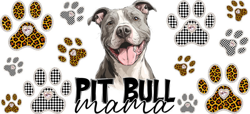 Pit Bull Mama UV DTF Cup Wrap for 16oz Libbey Glass KA-12956