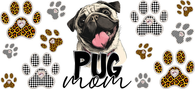 Pug Mom Cup Decal for 16oz Beer Can Glass KA-12959
